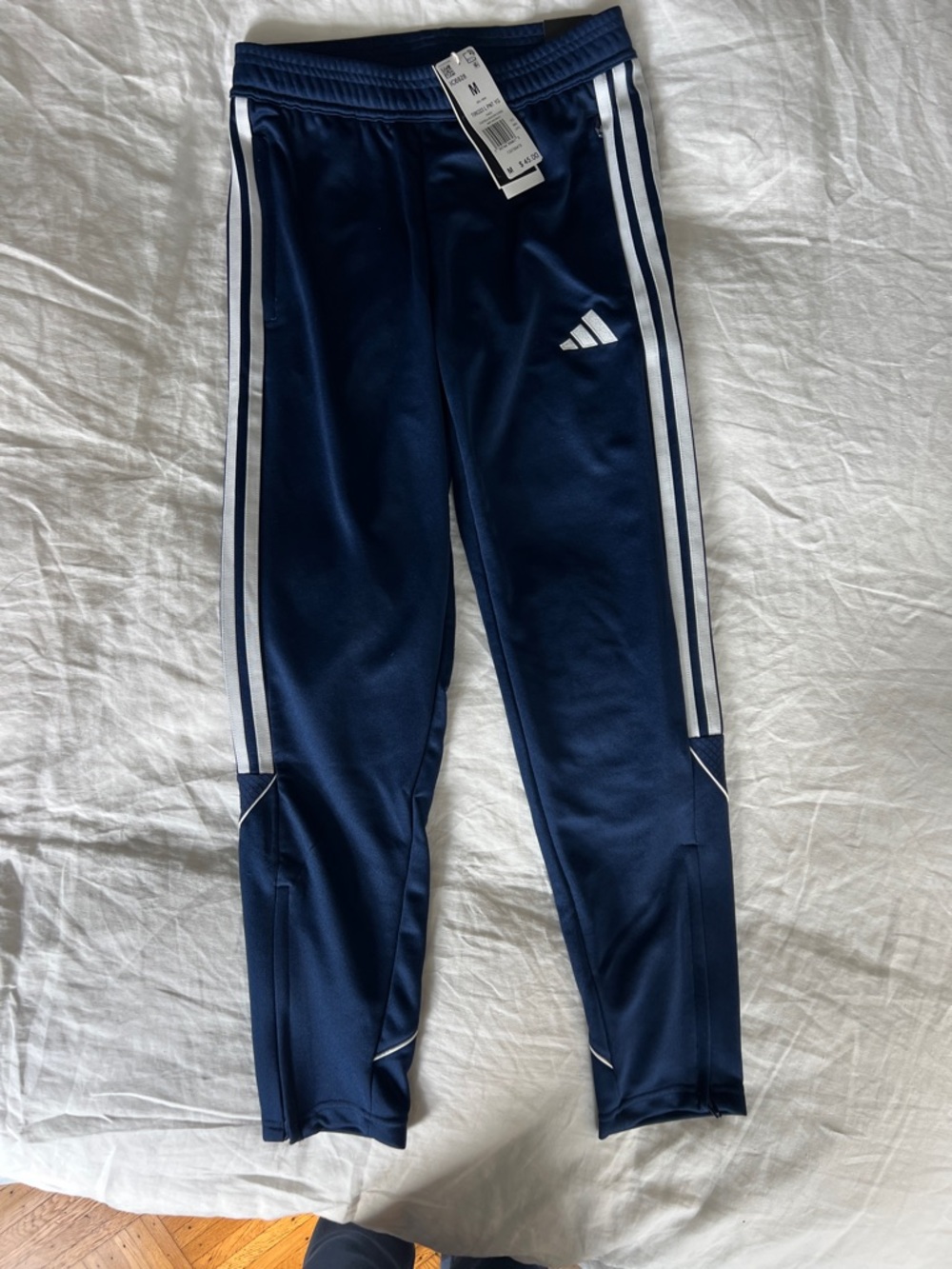 adidas Navy Blue Kids Track Pants with White Stripes